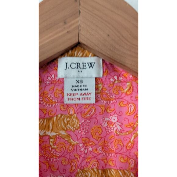 J. Crew Factory Short Sleeve Pajama Set with Cropped Pants Pink Tiger - Picture 4 of 10